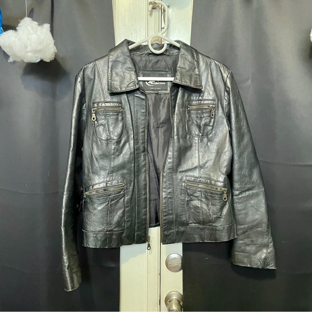 L ZLC Collections Black Real Leather jacket